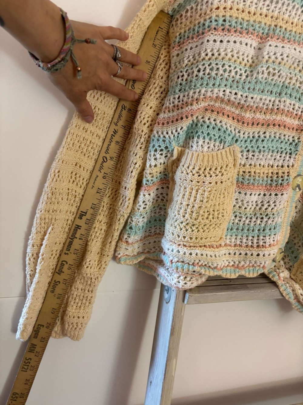 Women’s L crochet summer Cardigan boutique, beachy, costal grandma, cottagecore - Picture 15 of 16